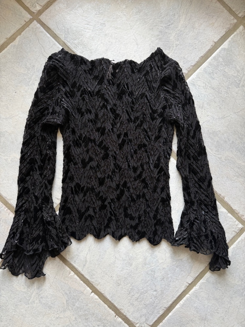 Cache Black Off-the-Shoulder Sheer Top